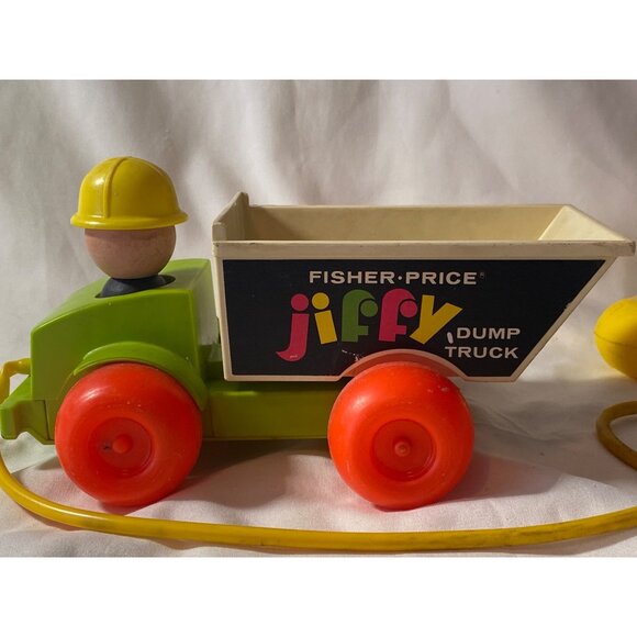 1970 Fisher Price Jiffy Dump Truck 156 Squeeze Bulb Pull Toy VTG - Picture 12 of 16